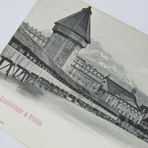 Postcard of bridge and surroundings in Luzern