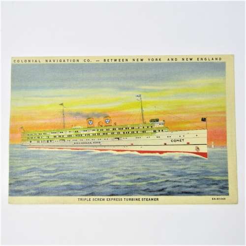 Postcard - Express Turbine Streamer on board Colonial Line Steamer Comet Between New York