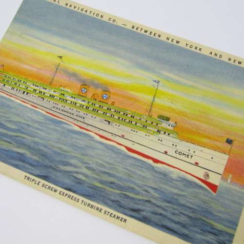 Postcard - Express Turbine Streamer on board Colonial Line Steamer Comet Between New York