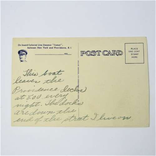Postcard - Express Turbine Streamer on board Colonial Line Steamer Comet Between New York