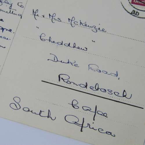 Postcard from Berlin Germany to Rondebosch South Africa with German stamp