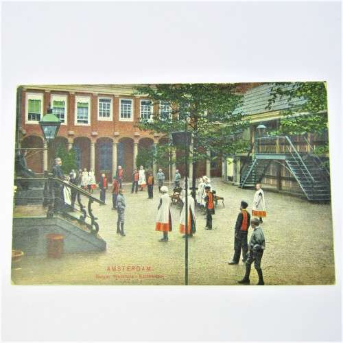 Amsterdam Photo taken of the Burger Weeshuis Koribalspel postcard