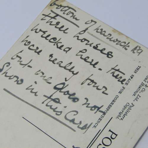 The trail of the Hun Postcard . House in Surrey Road Cliftonville, Bombed Sept. 4th 1917 L.G. series
