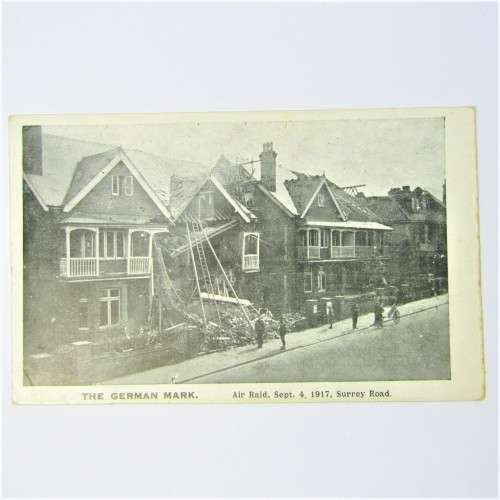 The German Mark Air Raid, Sept 4, 1971 Surrey road, L.G. Series no. 6 Postcard