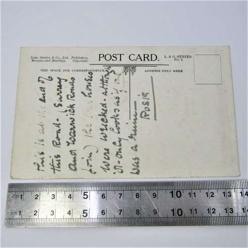 The German Mark Air Raid, Sept 4, 1971 Surrey road, L.G. Series no. 6 Postcard