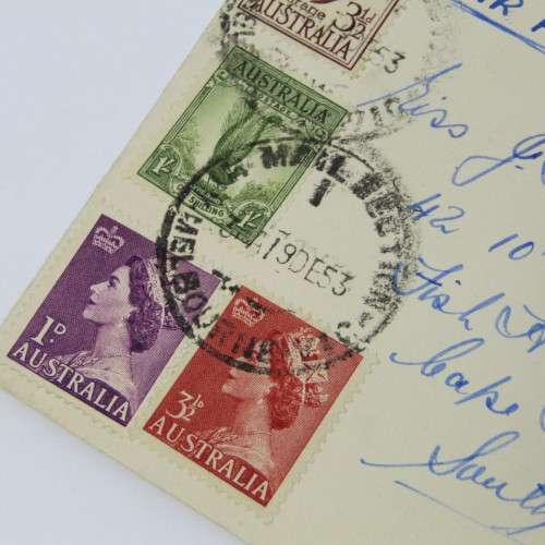 Australian Airmail to South Africa with 13 different stamps on it