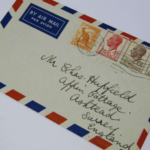 Australian Airmail to England cover with 2 x 6 12d and 5d stamps