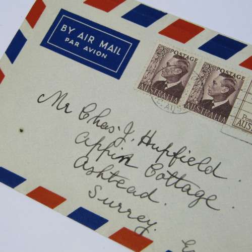Australian Airmail cover with 2x 6 12d and 2x 2 12d stamps to England