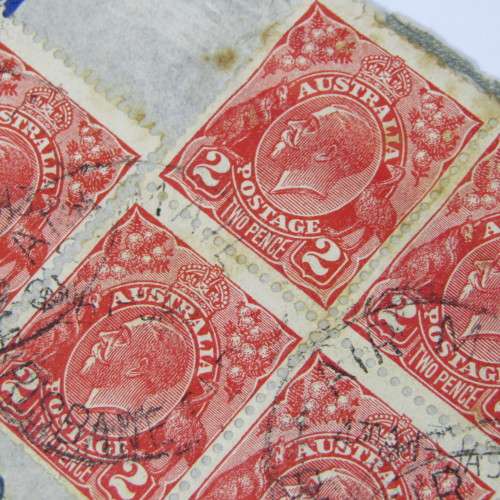 Australian Airmail cover with 7 x 2 pence stamps to India