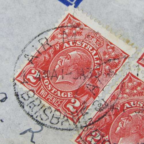 Australian Airmail cover with 7 x 2 pence stamps to India