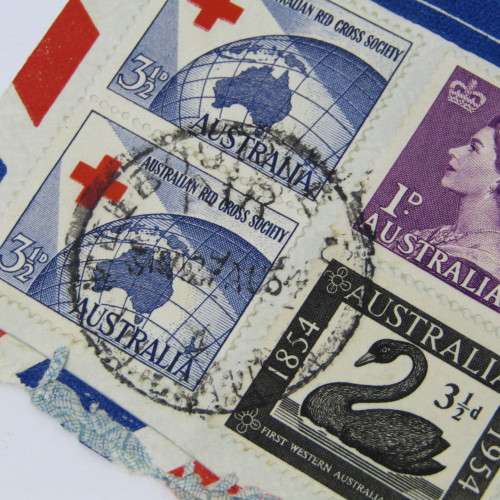 Australian Airmail cover to South Africa with variety of stamps