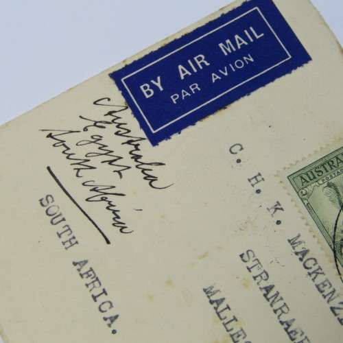 Australian Airmail cover via Egypt to South Africa