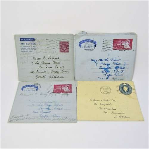 4 Used postal envelopes England to South Africa