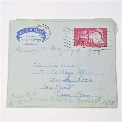 4 Used postal envelopes England to South Africa
