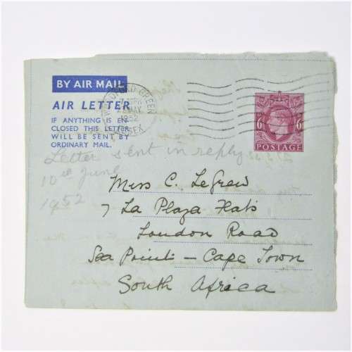 4 Used postal envelopes England to South Africa