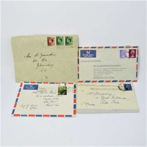 4 Used postal envelopes England to South Africa