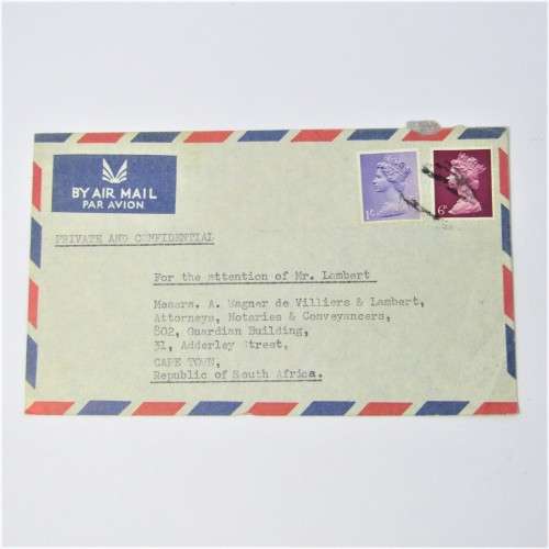 4 Used postal envelopes England to South Africa