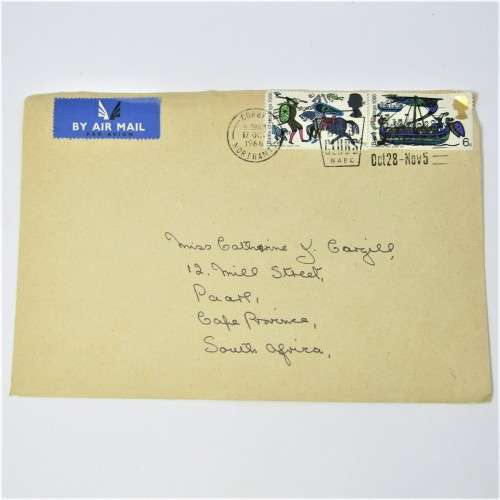 4 Used postal envelopes England to South Africa