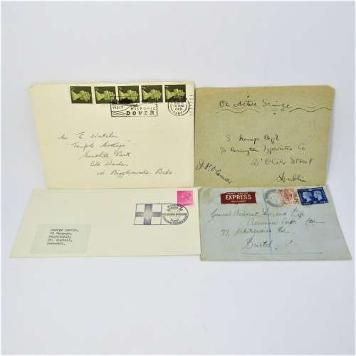 Lot of four used postal envelopes from England