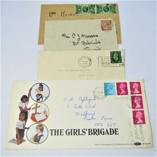 Lot of four used postal envelopes from England