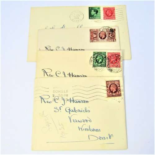 Lot of four used postal envelopes from England