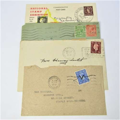 Lot of four used postal envelopes from England