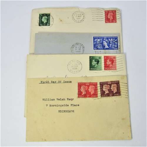 Lot of four Used postal envelopes from England to South Africa