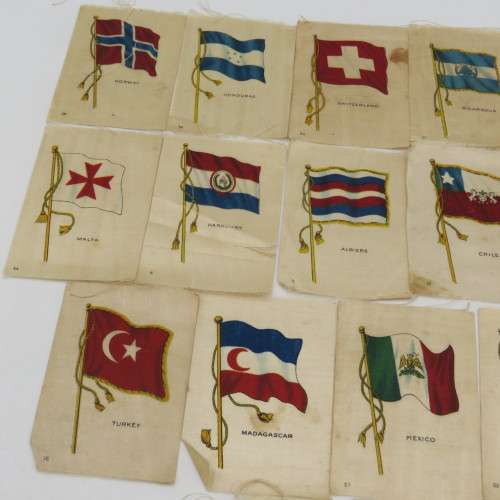 Lot of 15 Flags of all nations silk cigarette cards