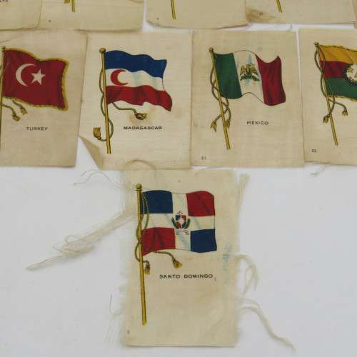 Lot of 15 Flags of all nations silk cigarette cards