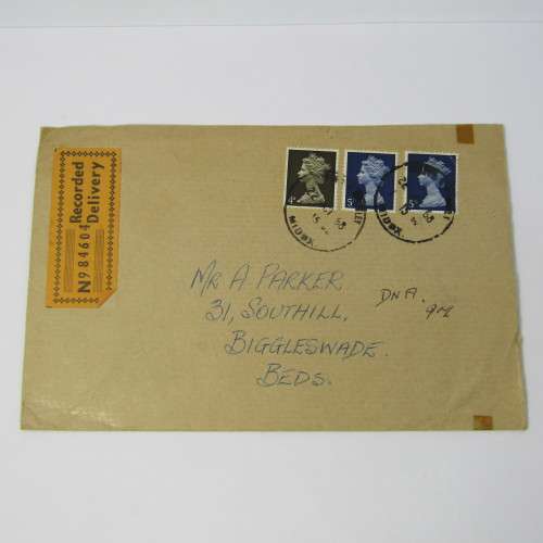 Lot of four Used postal envelopes from England to South Africa