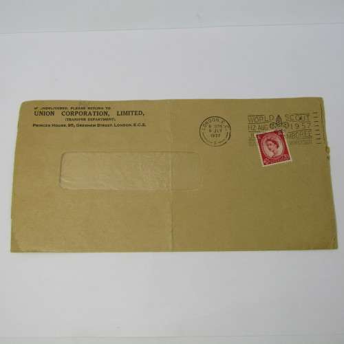 Lot of four Used postal envelopes from England to South Africa