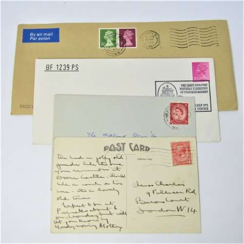 Lot of four Used postal envelopes from England to South Africa