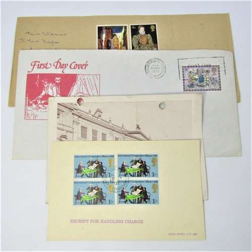 Lot of four Used postal envelopes from England to South Africa