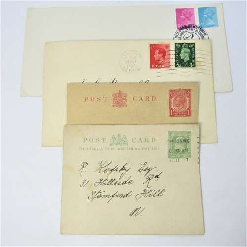 Lot of four Used postal envelopes from England to South Africa