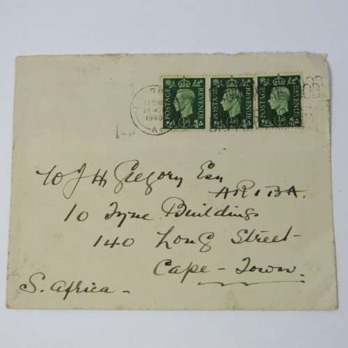 Lot of four Used postal envelopes from England to South Africa