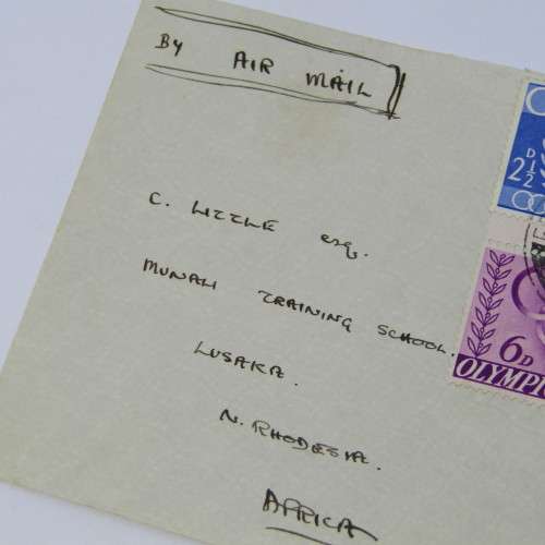 Postally used envelope from England to Rhodesia
