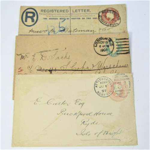 Lot of three Used postal envelopes from England