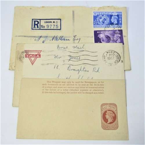 Lot of three Used postal envelopes from England