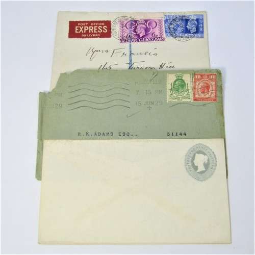 Lot of three Used postal envelopes from England