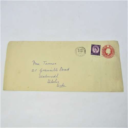 Lot of four Used postal envelopes from England to South Africa