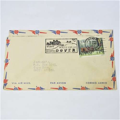 Lot of four Used postal envelopes from England to South Africa