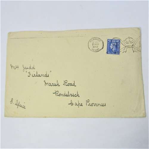 Lot of four Used postal envelopes from England to South Africa