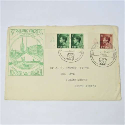 3 Used postal envelopes from England to South Africa