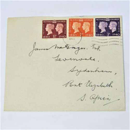 3 Used postal envelopes from England to South Africa