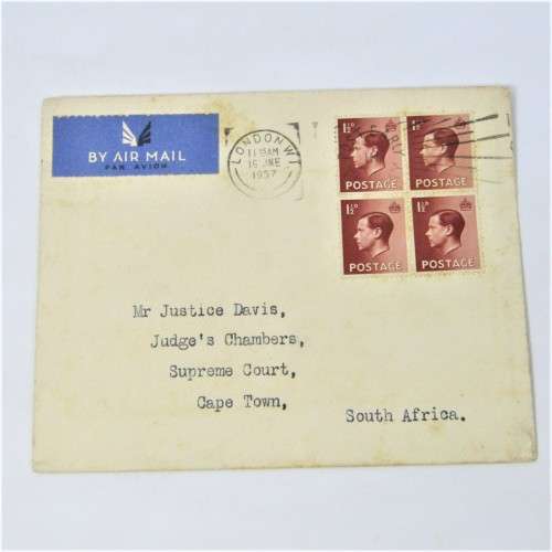 3 Used postal envelopes from England to South Africa
