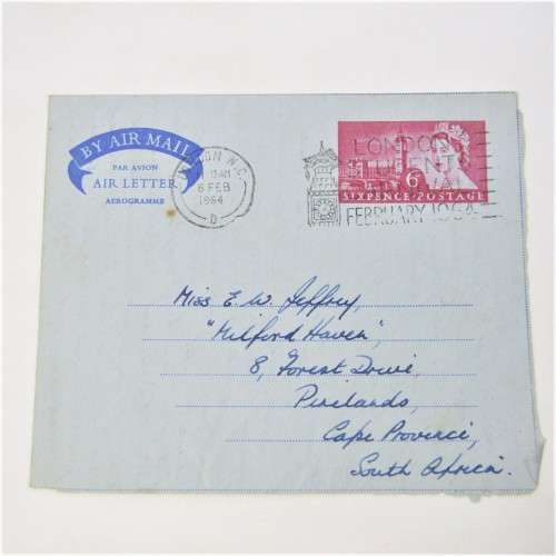 Lot of four Used postal envelopes from England to South Africa