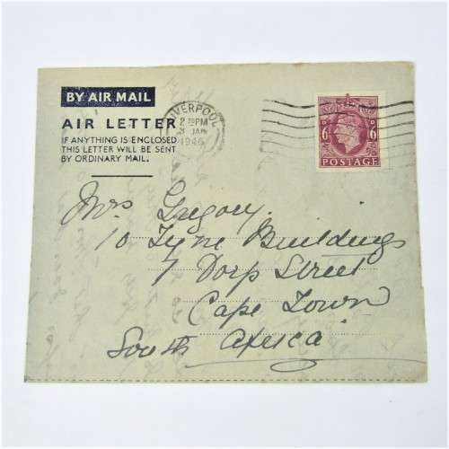 Lot of four Used postal envelopes from England to South Africa