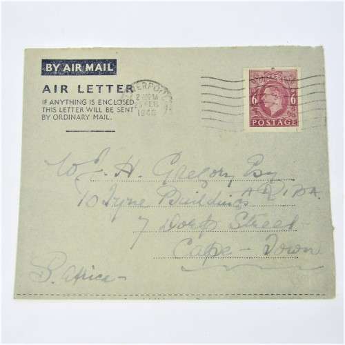 Lot of four Used postal envelopes from England to South Africa