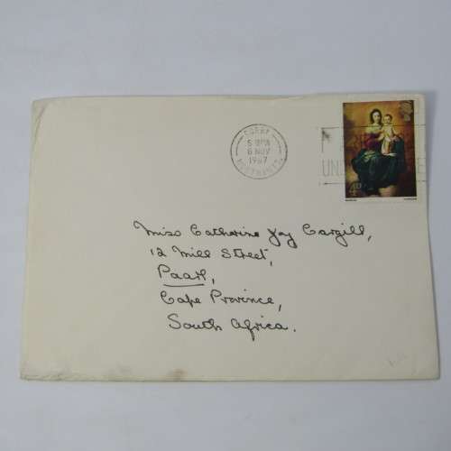 Lot of four Used postal envelopes from England to South Africa