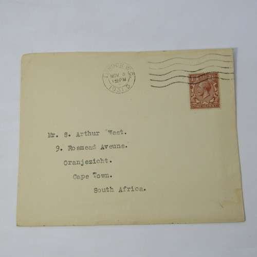 Lot of four Used postal envelopes from England to South Africa